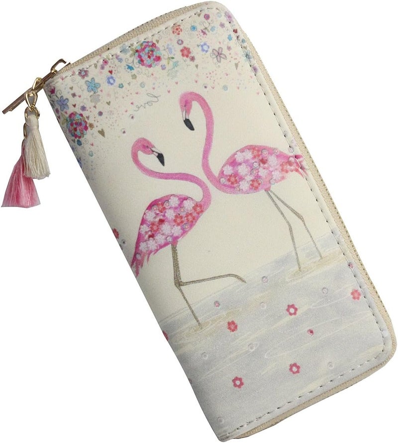 MayeBridge Timlee Cute Unicorn Long Wallets Pink Flamingo Wallets With Tassels Long Purse Girls Christmas Gift(Flamingo) - Image 2